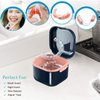 whoobell Denture Cup，Retainer Case,Cute Night Mouth Guard Box Holder, Storage Soak Container with Strainer basket for Travel Cleaning.(1 Pack,Blue)