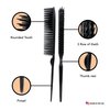Allegro Combs Rat Tail And Three Row Combs For Women Parting Hairstylist Wide Tooth Comb Detangling Hair Styling Apply Product In Curly Hair Made In The USA 2 Pcs. (Black)