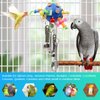 Bird Toys for Playground, Parakeet Toys with Plastic Ball Wooden Decor and Metal Spoons for Chewing, Bird Cage Accessories for African Grey Budgies Cockatiels Lovebirds Quakers Small to Medium Birds