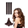 No Heat Curling Rod with Scarf, Velvet Hair Curlers to Sleep in Overnight Curls with Hook Blowout Rods Headband with Silk Scarf Curl Styling Kit for Long Medium Short Hair (3 coffee+Scarf, count)