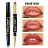 Aseawave 3Pcs Lip Liner and Lipstick Combo Set, Chestnut Nude Brown Lip Liner Lipstick for Women Magic Lipstick 24 Hours Original Lip Liner Makeup Stain Long Lasting Waterproof Smudge Proof labial