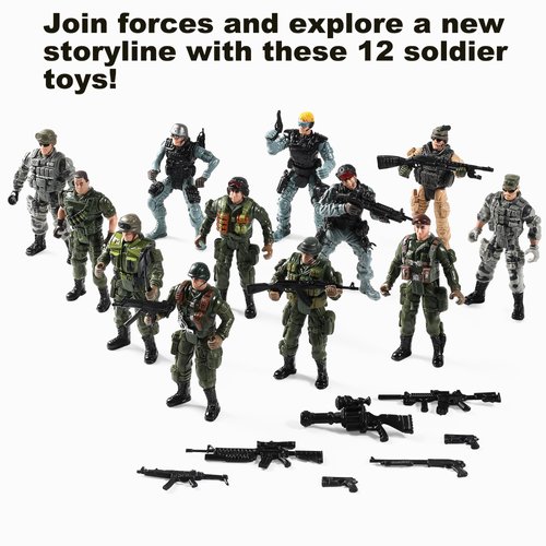 US Army Men and SWAT Team Toy Soldiers Action Figures with Military Weapons Accessories for Kids Boys Girls,12Pcs