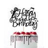 Naicaek Black Glitter Microphone Happy Birthday Cake Topper，Music Lover Birthday Decorations,Karaoke Musical Theme Birthday Party Supplies for Boys Girls (Black)