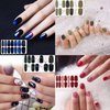 WOKOTO 20 Sheets Full Wraps Nail Art Polish Stickers Strips Set with 1Pc Nail File Gradient Adhesive Nail Decals Design Manicure Tips