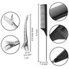 3 Pcs Rat Tail Combs Carbon Fiber Teasing Combs Stainless Steel Pintail Comb Heat Resistant Teasing Comb with 6 Pcs Metal Alligator Curl Clips (Black)