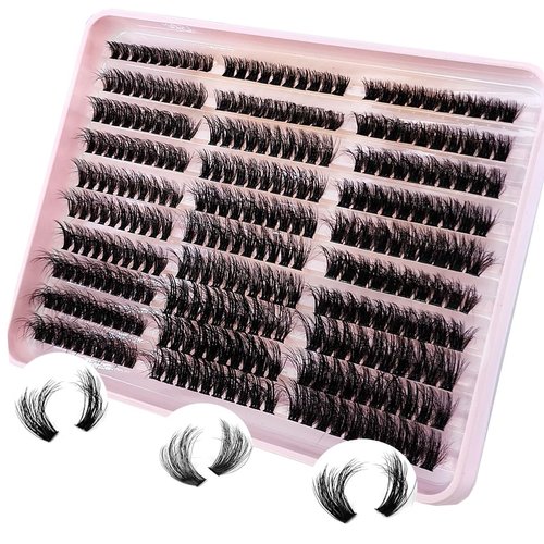 HBZGTLAD Fluffy Cluster Lashes 40D60D80D100D120D Natural Thick Eyelash Clusters D Curl Individual Lashes DIY Eyelashes Extension (300pcs 60P80P100P)