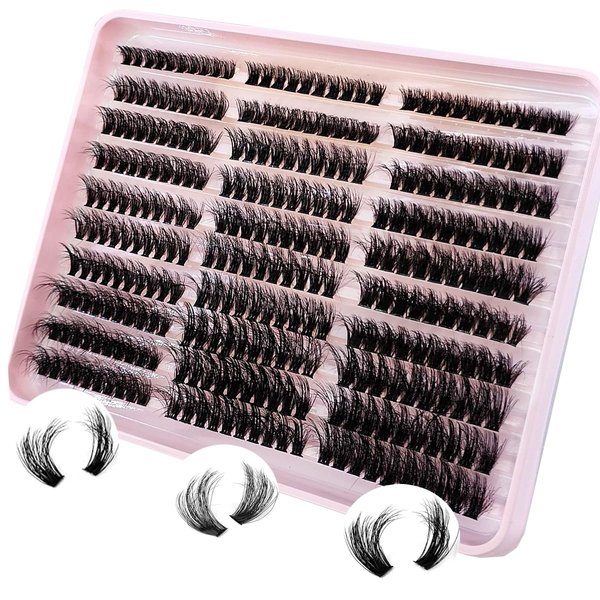 HBZGTLAD Fluffy Cluster Lashes 40D60D80D100D120D Natural Thick Eyelash Clusters D Curl Individual Lashes DIY Eyelashes Extension (300pcs 60P80P100P)