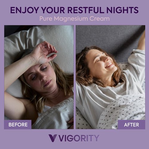 Vigority Magnesium Cream for Sleep: Magnesium Lotion for Leg Cramps - Soothing Magnesium with Lavender, Vitamin E and Shea Butter - Safe for Kids & Pregnant Individuals - 4.23 oz