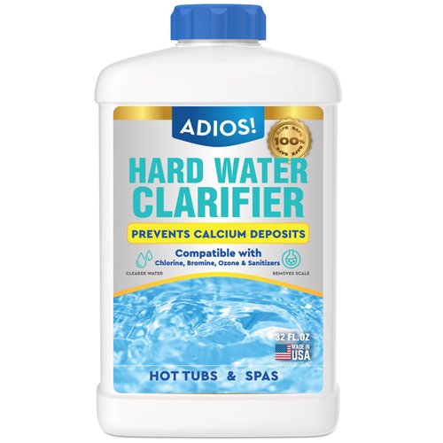 ADIOS! Hot Tub Hard Water Calcium Remover with Scale and Stain Clarifier, Soften Treat and Reduce Spa Deposits - Quart (32 oz)