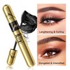2 in 1 4D Black Waterproof Silk Fiber Mascara -5X Longer, Fuller, Black and Bolder- Achieve Mesmerizing Lashes