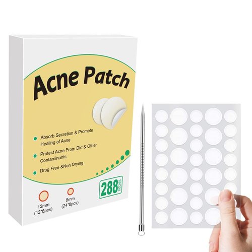 WQJifv Acne Patch Pimple Patch, 2 Size 288 Patches Acne Absorbing Cover Patch with Acne Needle, Hydrocolloid Invisible Acne Patches For Face Zit Patch Acne, Acne Spot Healing Patch Zit Patches