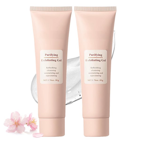 Purifying Exfoliating Gel,Facial Exfoliator Cleanser,Natural Exfoliating Gel Purifying Cream,Gentle Exfoliating Face Scrub,Deep Cleansing Face and Body Exfoliating Scrub Gel for All Skin (2 Pcs)