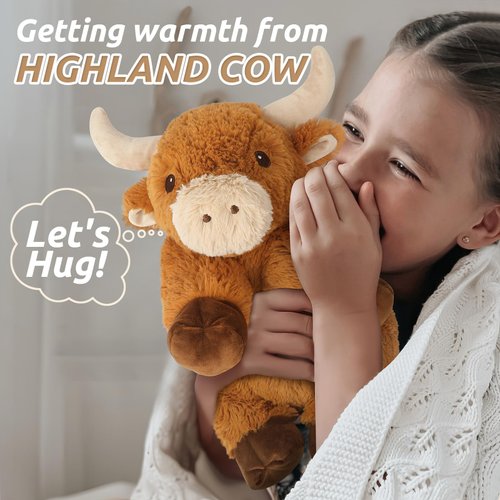 Cuckool Warmable Bull Cow Stuffed Animals, Microwavable Stuffed Animals Heating Pad for Cramps, Pain Stress Relief, Heatable Coolable Lavender Scented Plush Toys for Anxiety, Women Kids Bedtime