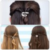 3pcs Strong Hold Hair Clips For Ponytails, Strong Hold Hair Clips Ponytail Cuff Metal Hair Ties Double Hairpin Curved Hairpin Ponytail Hair Buckles for Women (Silver)