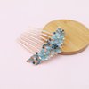 Micro Traders Flower Hair Comb Rhinestone Wedding Bride Headpiece Hair Ornament Decorative Hair Accessories for Women And Girls Hairstyles Blue