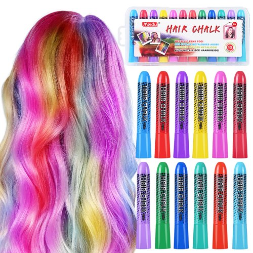 Hair Chalk for Girls Washable, 12-Color Temporary Hair Chalk for Girls Gifts for Dark Hair, Hair ...