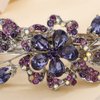 Aimimier Luxury Crystal Inlaid Flower Hair Clips Dainty Rhinestone Hair Pins Barrettes Bridal Headpieces Wedding Hair Accessories for Women(Purple)