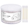 tifanso 500 Count Cotton Swabs, Natural Double Round Cotton Tip Cotton Buds with Strong Wooden Sticks for Ears, Cruelty-Free Ear Swabs, Wooden Cotton Sticks with Storage Box