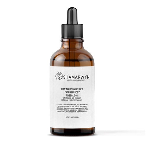 Lemongrass & Sage Body Oil – Natural Organic Moisturizer with Rosehip Oil & Vitamin E – Multi-Use Bath, Body, & Massage Oil, 4oz