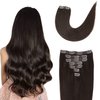 Clip in Hair Extensions Real Human Hair 16Inch 120g/set Straight Human Hair Clip in Extensions 7pcs Thick Remy Brazilian Human Hair Clip ins for Women Dark Brown Color