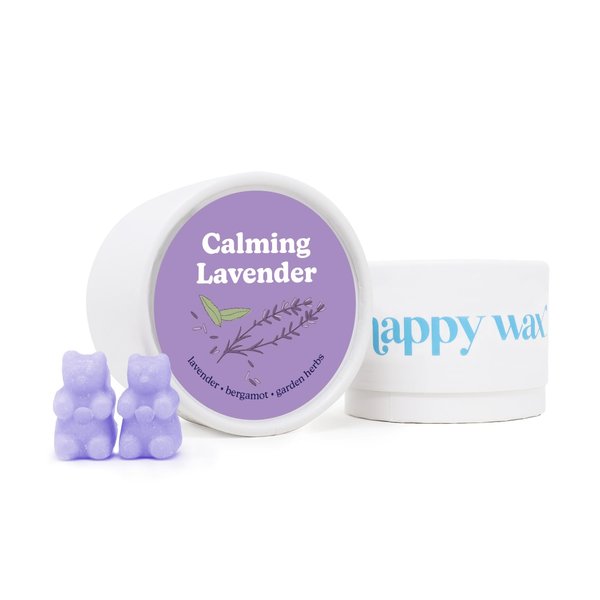 Happy Bear Calming Lavender Wax Melts - Natural Strong Essential Oil Infused Soy Warmers (4 oz Tin)