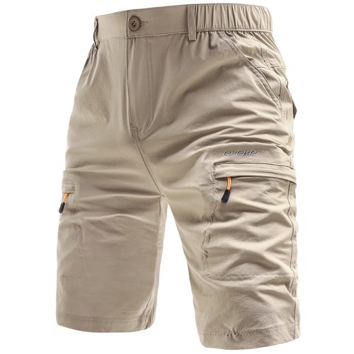 EXEKE Men's Lightweight Hiking Shorts Stretch Quick Dry Cargo Shorts with Multi Pocket 267-3XL/Khaki 36-37