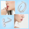 JFORYOU 20G Nose Rings Hoops Studs Surgical Steel Nose Ring Screw L Shaped Nose Studs Cartilage Earrings Septum Tragus Piercing Jewelry for Women Men, 18Pcs Silver