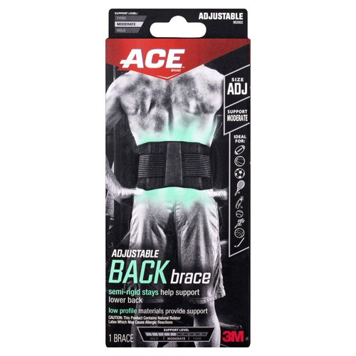 ACE - 902002 Adjustable Back Brace, Stabilizing Support and Comfort, Adjustable, Breathable, Full Range of Motion, from America's Most Trusted Brand of Braces, Black