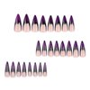 24Pcs Halloween French Tip Press on Nails Long Stiletto Purple False Nails with Cat Eyes Designs Extra Long Black Bat Fake Nails Glitter Acrylic Glue on Nails Glossy Nail Tips for Women Girls Cosplay