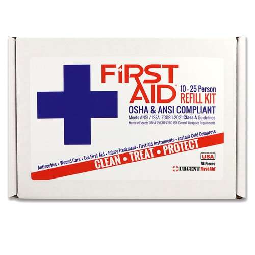 OSHA & ANSI First Aid Kit Refill/Upgrade, 25 Person, 78 Pieces, ANSI 2021 Class A for Office, Business, Home or car Boxes and cabinets: Fill Your kit or use to Upgrade to Current regulations