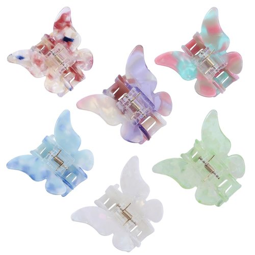 Leadigol 6PCS Butterfly Acetate Hair Clips,Crab Clips Sweet Hairpin Butterfly Candy Colors Hair Accessories Butterfly Girls Headwear Hair Catch Clip for Women and Girls