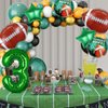 7pcs Football Balloons, Football Birthday Number Mylar Foil Balloon, Football Sport Them Party Supplies Football 3rd Birthday Decorations (3rd)