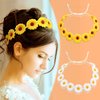 8 Pieces Sunflower Crown Hair Wreath Daisy Flower Headbands Hippie Headbands Adjustable Floral Bridal Headpiece for Hippie Party Wedding Festivals Photo Props (White, Yellow)