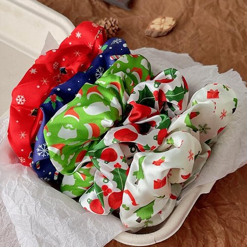 Christmas Hair Clips for Girls Xmas Santa Claus Elastic Hair Bands Christmas Hair Accessories(12 Pcs Christmas A)