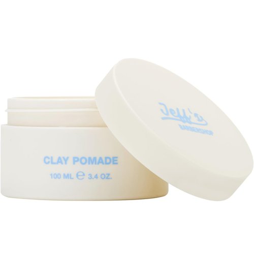 Jeff's Barbershop Clay Pomade, Sandalwood - Medium Hold, Matte Finish Hair Styling Cream Wax with Natural Beeswax & Castor Oil (3.4 fl oz/100ml)