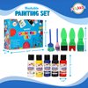 Playkidiz Washable Kids Paint Set, 32 Piece Complete Paint Set for Kids, Includes Washable Paint, Painting Sponges, Smock and Mixing Bowl.