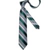 DiBanGu Men's Emerald Green Grey Striped Tie Silk Woven Necktie Pocket Square Cufflink Set Formal