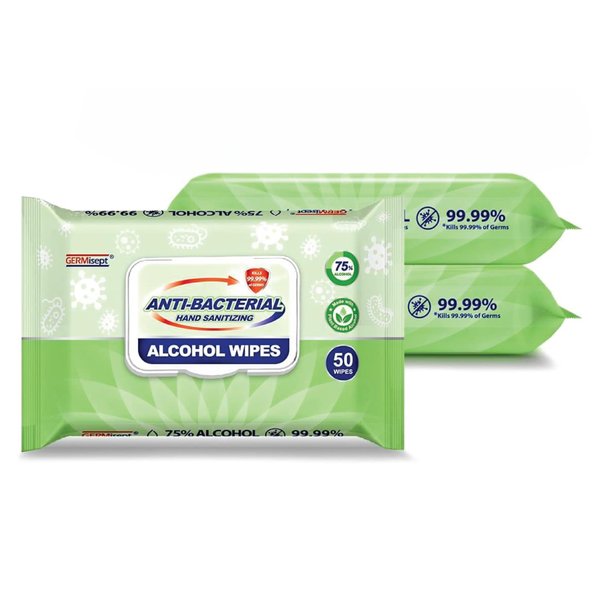 Germisept 75% Alcohol Advanced Hand Sanitizing Wipes 3 Packs of 50 Count/Pack = 150 Wipes