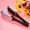 Hair Straightening Comb Styling Tools Boar Bristle Double Sided Brush Comb Clamp (Black White)