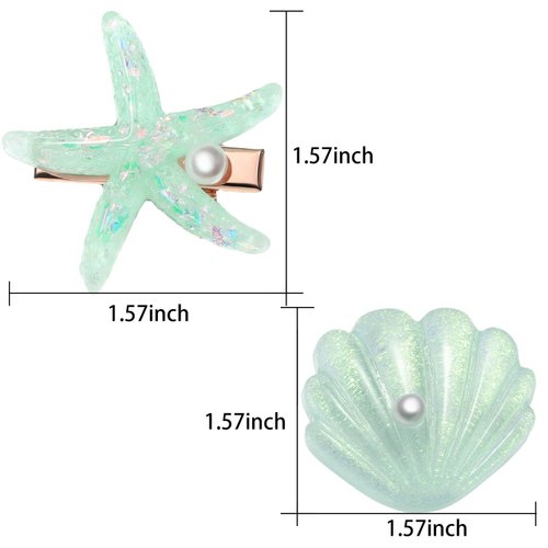 8 Pieces Starfish Hair Clip Shell Pearl Hair Barrettes Resin Mermaid Hair Accessories for Women Beach Wedding Party