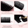 NATUHANA Round Eyelash Extensions 0.20mm C Curl Russian Single Lash 15-20mm Mixed Tray Professional Lash Supplies,Classic Individual Lash Extensions 16Rows/Case Matte Black (black;0.20 C, 15-20 MIX)