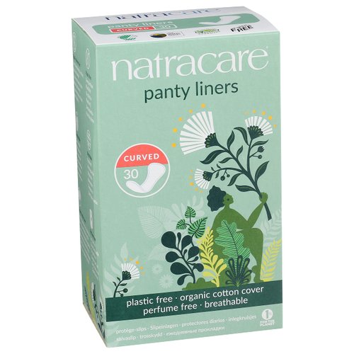 Natracare Natural Organic Curved Panty Liners, with Certified Organic Cotton, Ecologically Certified Cellulose Pulp and Plant Starch (1 Pack, 30 Liners Total)