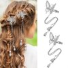Bartosi Butterfly Clips Hair Silver Hair Barrettes Fluttering Tassel Hair Accessories Set for Women and Girls (Pack of 2)