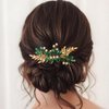 Kisshine Leaf Bride Wedding Hair Comb Gold Rhinestone Headpiece Bridal Crystal Hair Accessories for Women and Girls