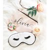Set of 3 Eyelash Sleep Masks with Adjustable Straps, Comfortable Satin Eye Cover for Women Bridesmaid Gifts (Blush Pink)