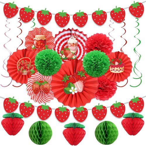 Strawberry Party Decorations, Strawberry Theme Birthday Decorations Include Strawberry Garland, S...