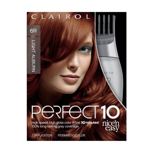Clairol Nice'n Easy Perfect 10 Permanent Hair Color, 6R Light Auburn, Pack of 1