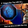 Fantasydice Blue Fire Dragon Dice Tray with Lid – 9" Octagon with Dice Staging Area, Holds 5 Dice Sets – Perfect for D&D, Call of Cthulhu, Shadowrun, and All Tabletop RPGs