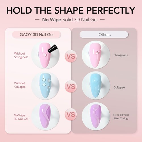 GAOY 3D Nail Gel, 15g Clear Sculpting Gel for Carving, Molding and Painting Nail Art Designs, Nail Glue for Rhinestone Gems Decoration