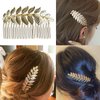 8 Pack Leaf Hair Side Combs for Women Girl, Bridal Metal Decorative Hair Comb Clips, Gold French Twist Hair Slide Comb for Wedding Hair Accessories